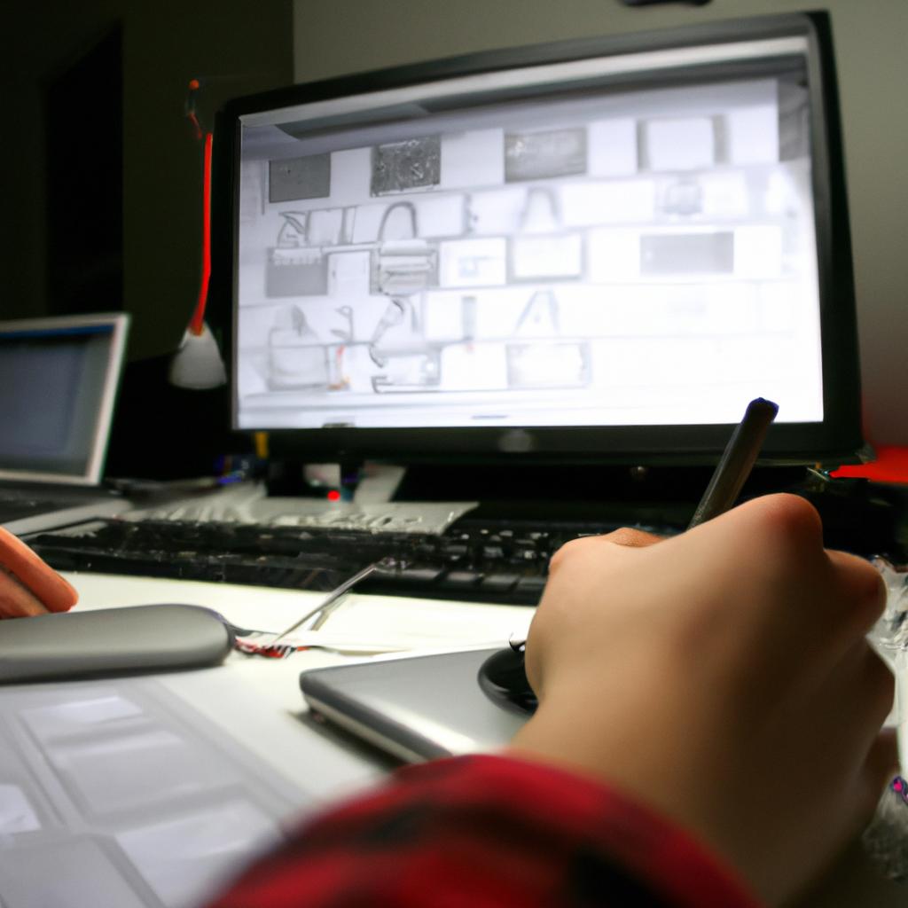 Person wireframing on a computer